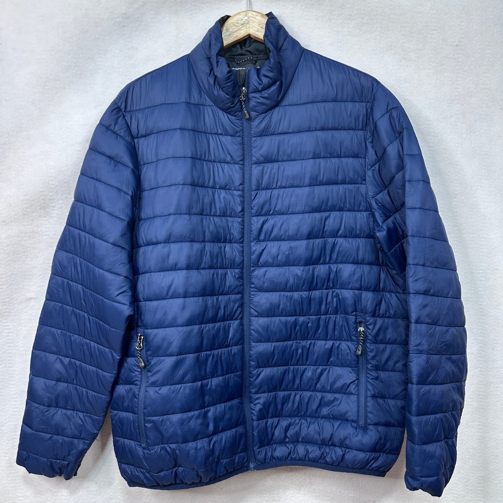 SWISS TECH Mens Blue Puffer‎ Jacket Lightweight Full Zip Warm Winter Coat L
